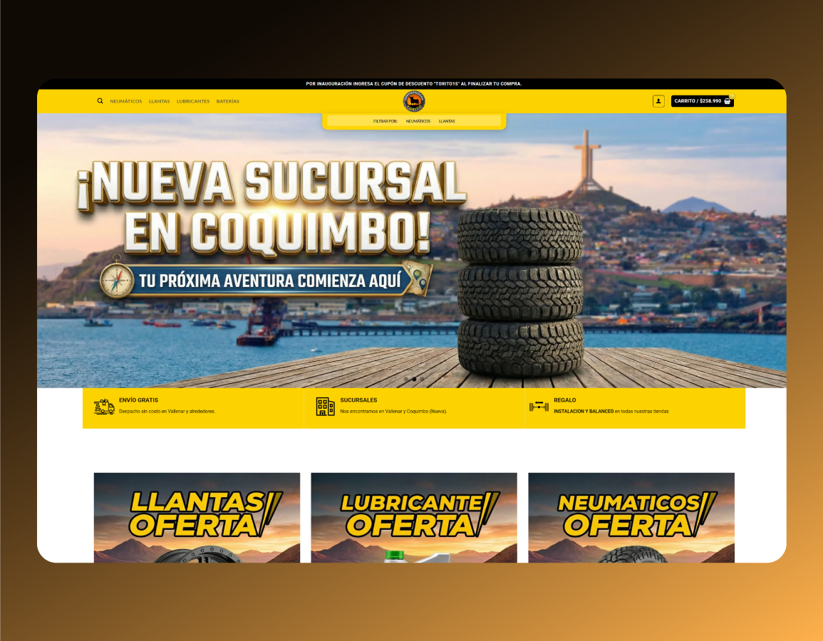 Importadora Torito - Ecommerce WordPress para llantas y neumáticos
